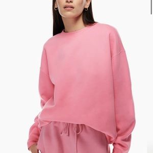 Aritzia pink oversized fleeced sweatshirt